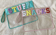 Load image into Gallery viewer, Glitter Varsity Letter Clear Zipper Pouch - Extra Large