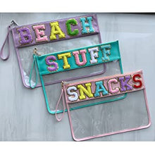 Load image into Gallery viewer, Glitter Varsity Letter Clear Zipper Pouch - Extra Large