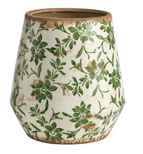 Load image into Gallery viewer, 10” Tuscan Ceramic Green Scroll Planter