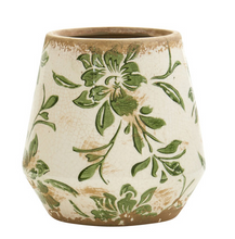 Load image into Gallery viewer, 5.5” Tuscan Ceramic Green Scroll Planter