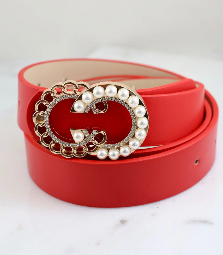 Red Glitter Belt with Gold Accents Buy KJL Kenneth Jay Lane Fabulous Red Enamel Sweet  main image 4
