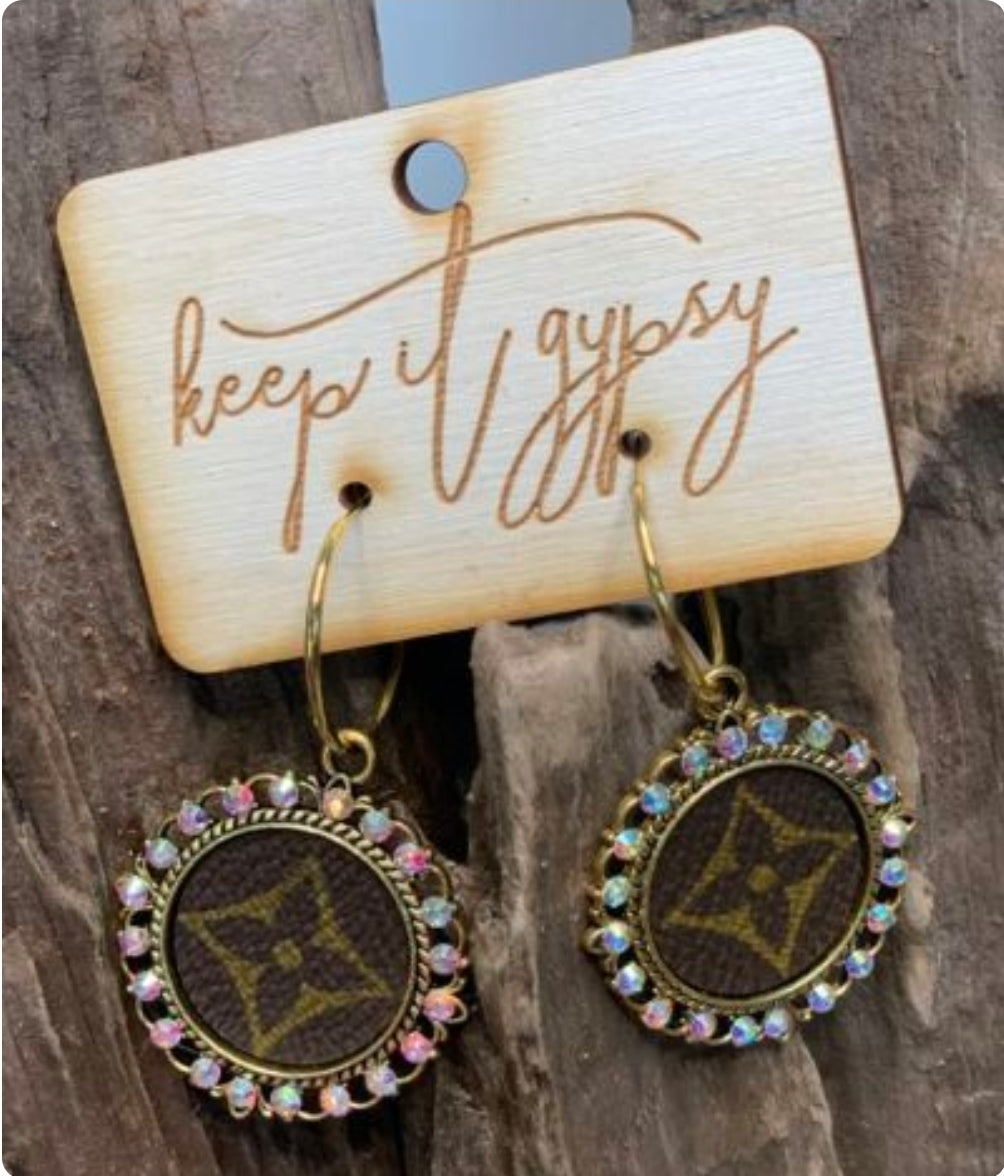 LV Earrings with AB Crystals - Gold – Pink Magnolia Boutique LLC