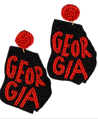 RED AND BLACK GEORGIA STATE BULLDOG EARRINGS - BLACK