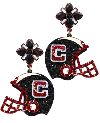 SOUTH CAROLINA GAMECOCKS EARRINGS SHIMMER FOOTBALL HELMETS