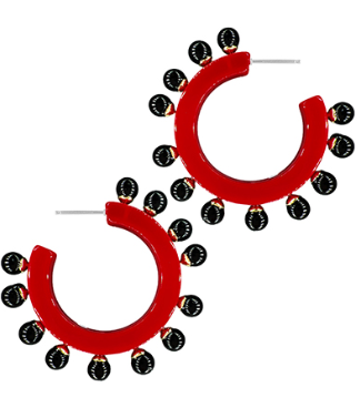 RED AND BLACK HOOP GEORGIA BULLDOG EARRINGS