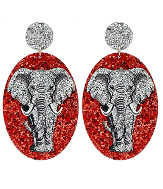 ALABAMA ROLL TIDE EARRINGS SHIMMER ELEPHANTS