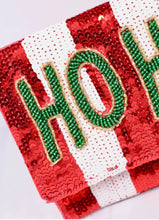 Load image into Gallery viewer, Holiday HO HO HO Beaded and Sequin Crossbody in Red, White, and Green
