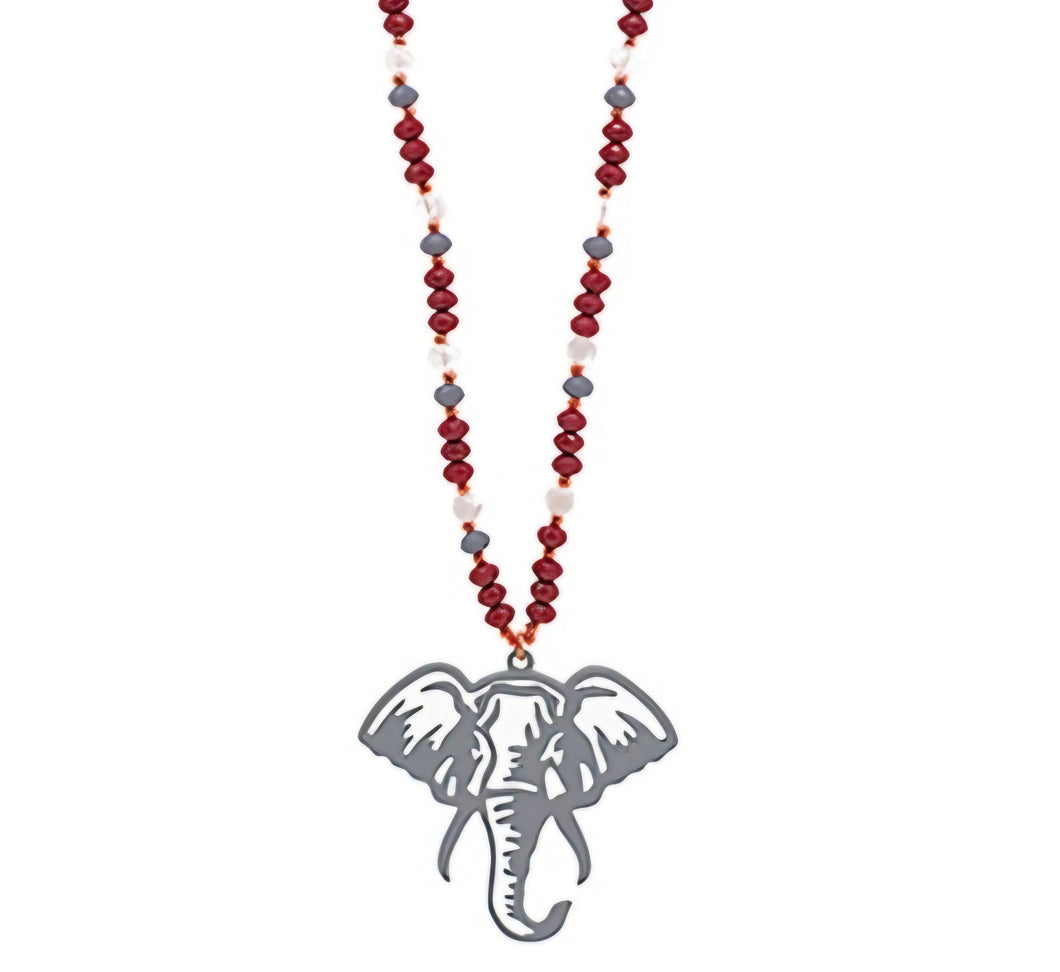 Gameday Necklaces - Elephant Crimson/Gray