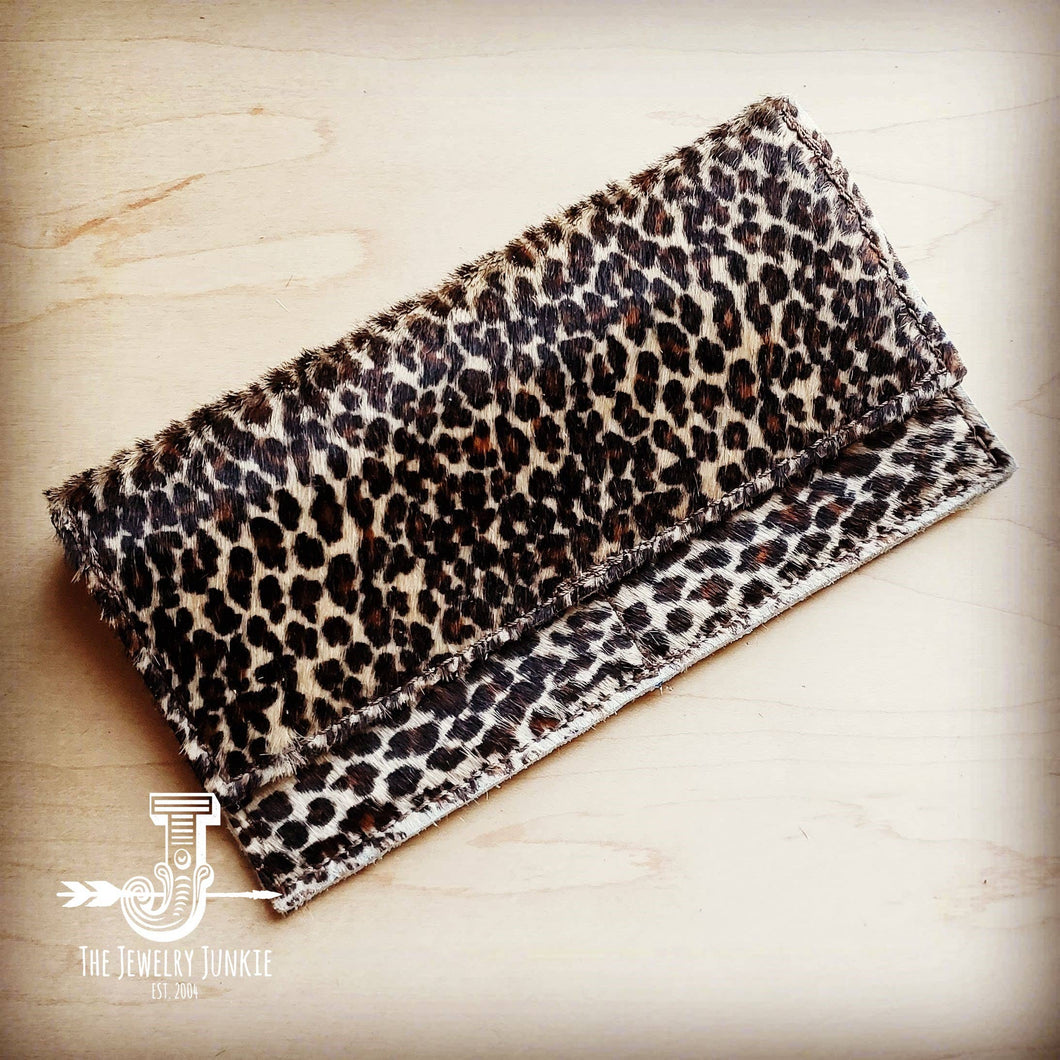 Hair-on-hide Leather Wallet- Mini Leopard