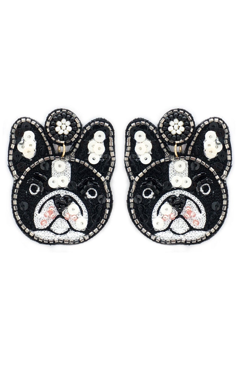 Luxury Beaded Earrings -  English Bulldog