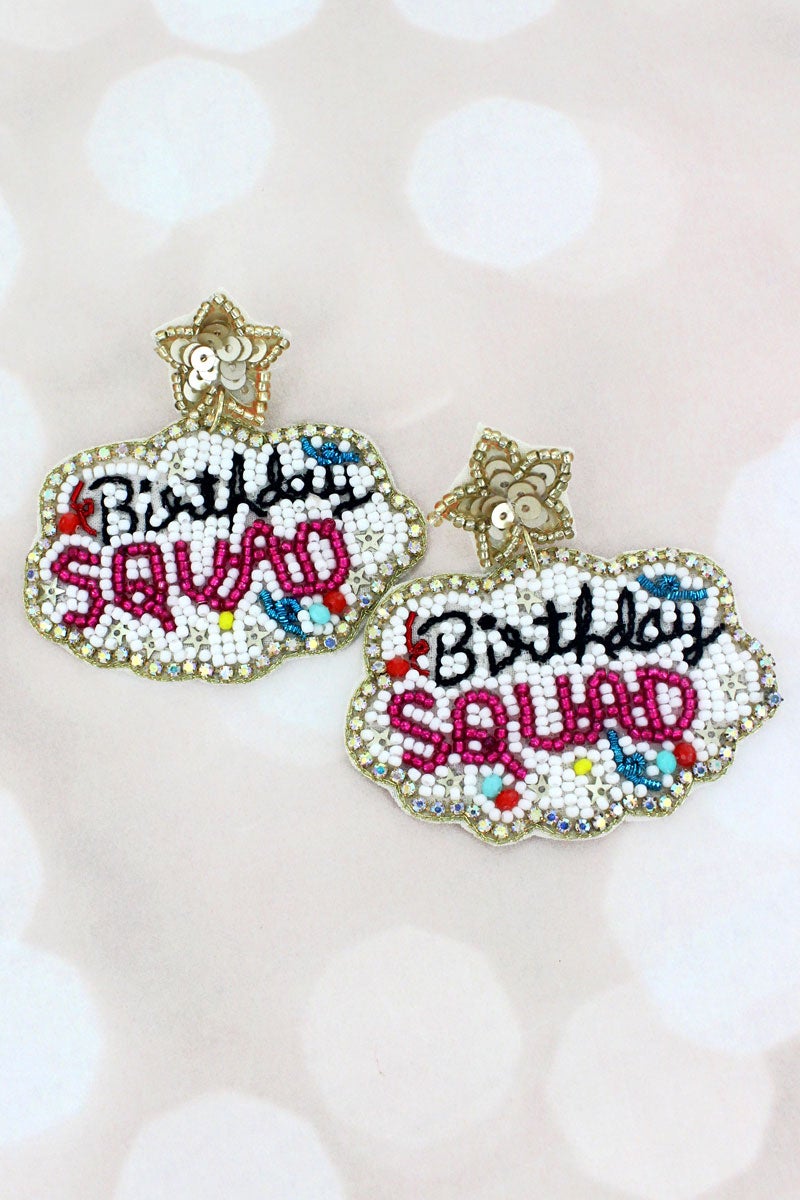 Luxury Beaded Earrings -  Birthday Squad