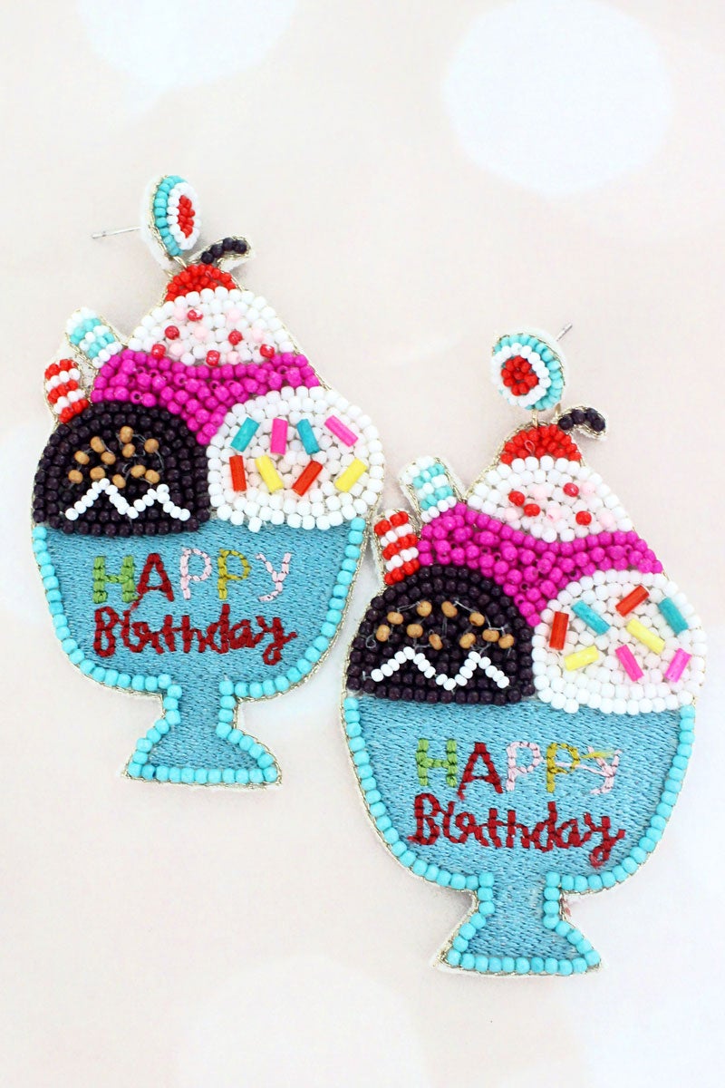 Luxury Beaded Earrings -  Birthday Sundae