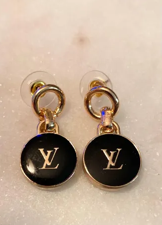 LV Charm Earrings - Black