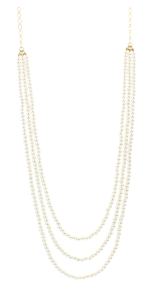 Pearl Beaded Three Strand Necklace