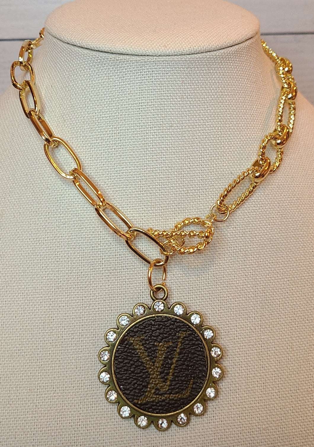 Gold LV Charm Necklace