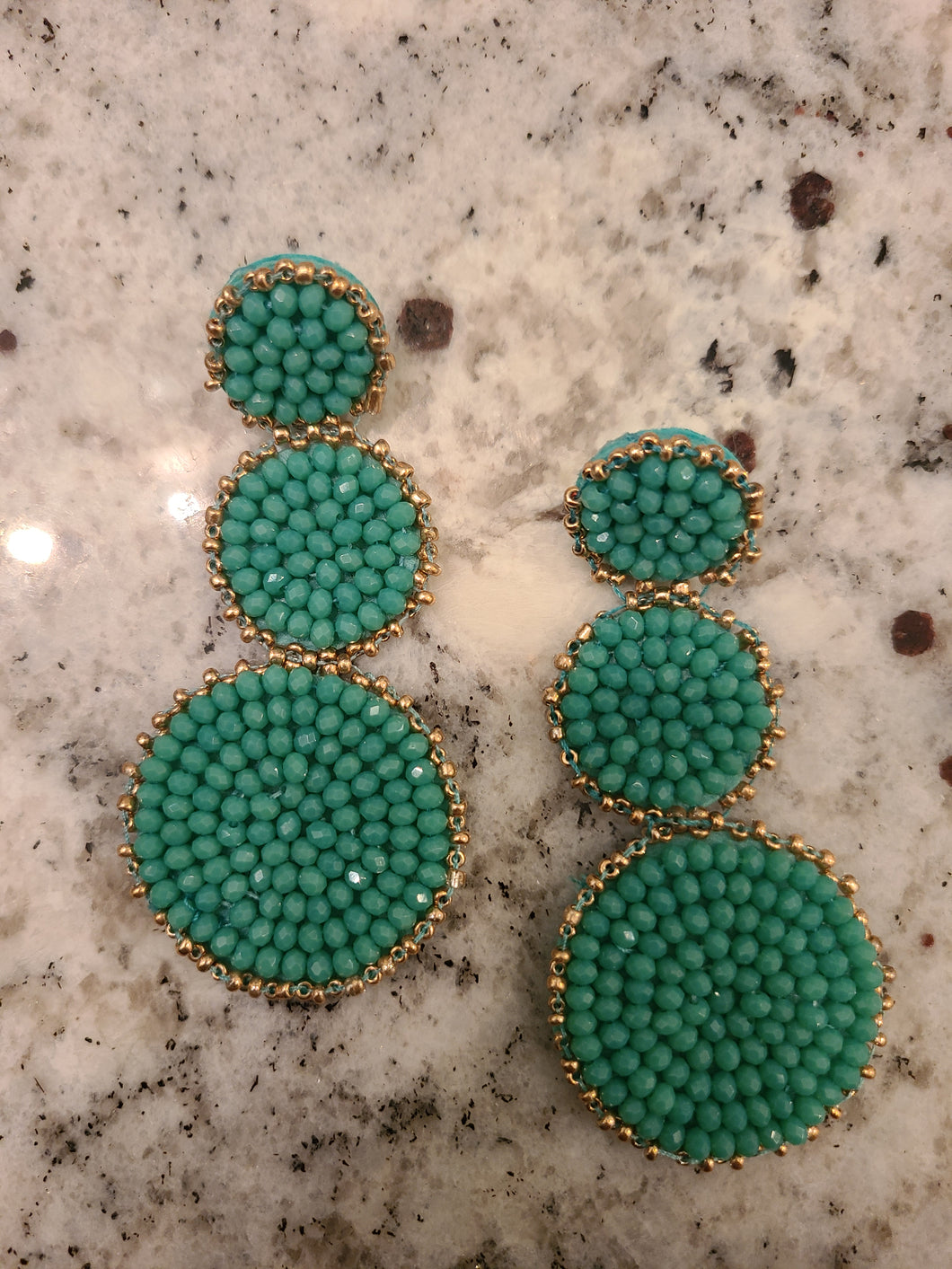 Luxury Beaded Circle Earrings - Turquois