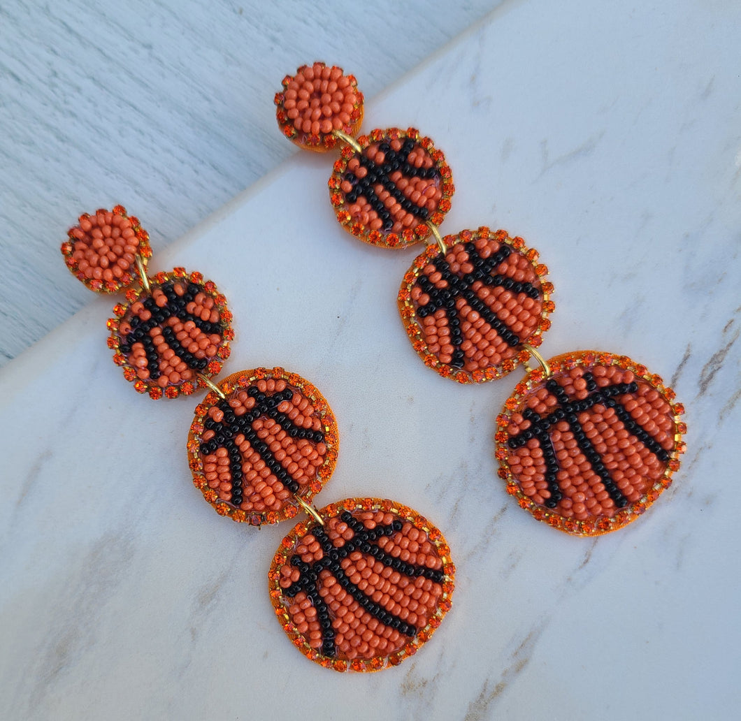 Luxury Beaded Earrings -  Basketballs