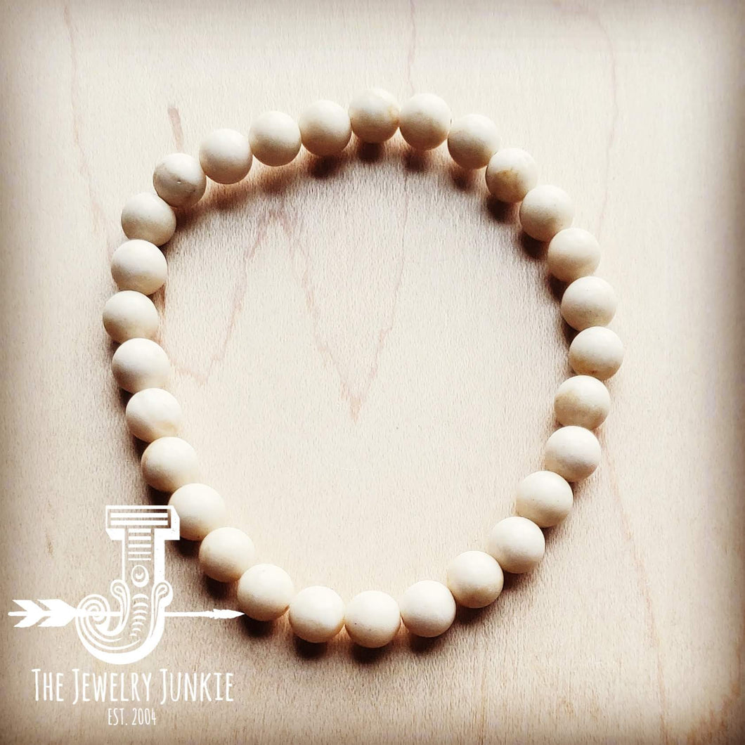 Bracelet Bar-Cream Colored Fossil Beads