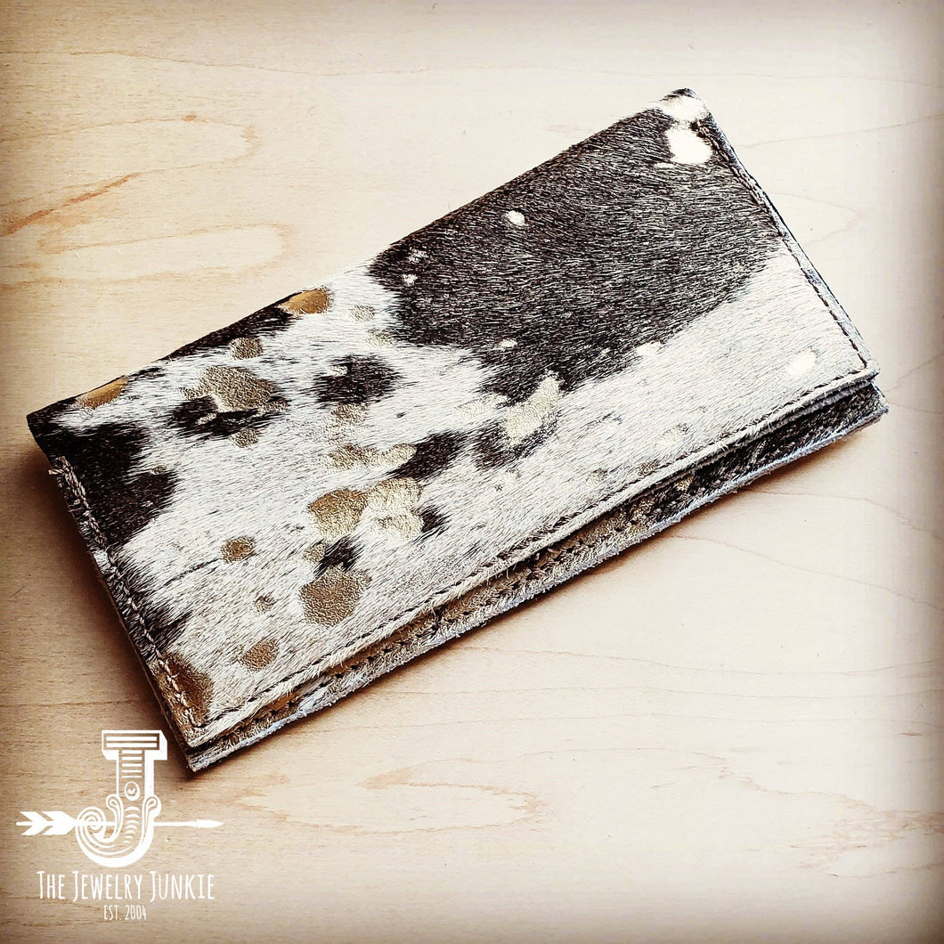 Hair-on-hide Leather Wallet- Mixed Metallic