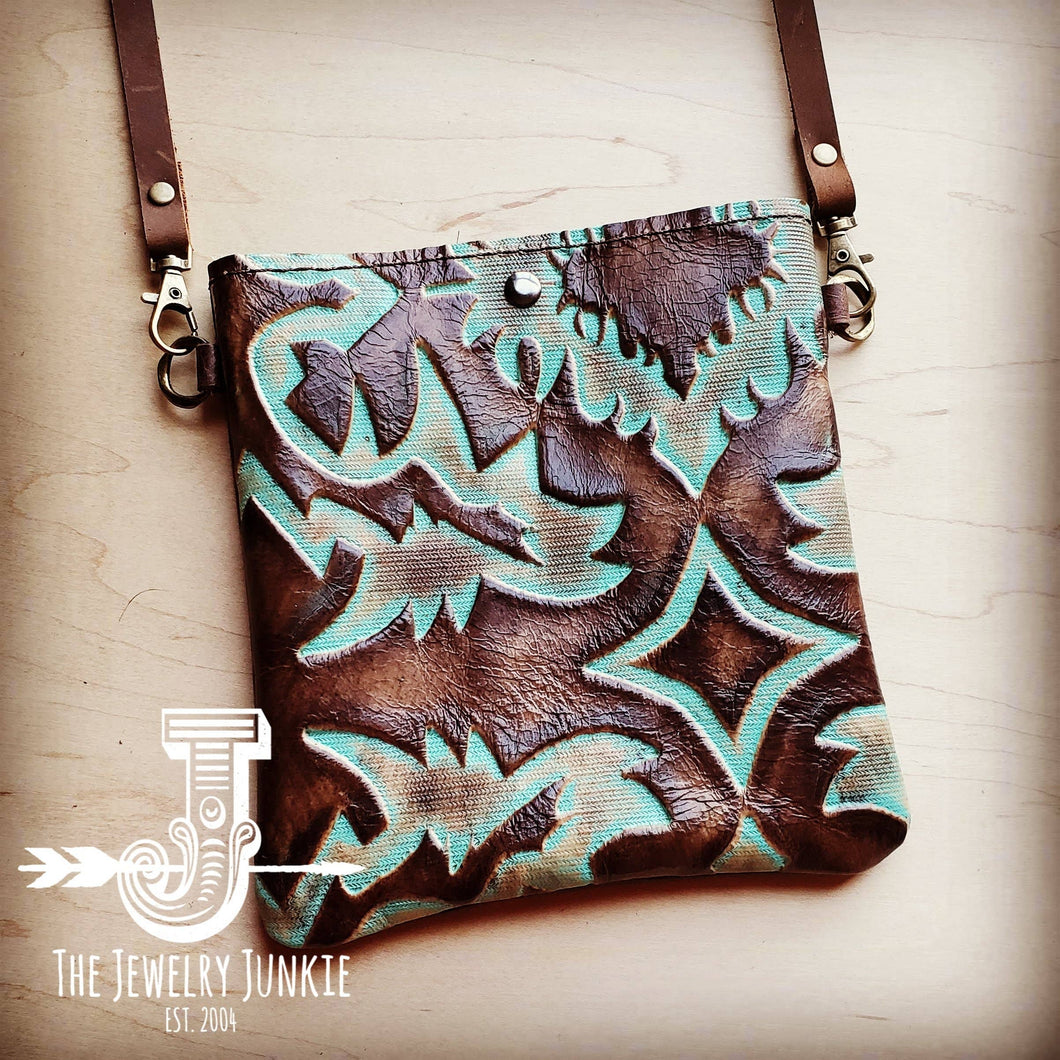 Crossbody Handbag with Turquoise Laredo Leather