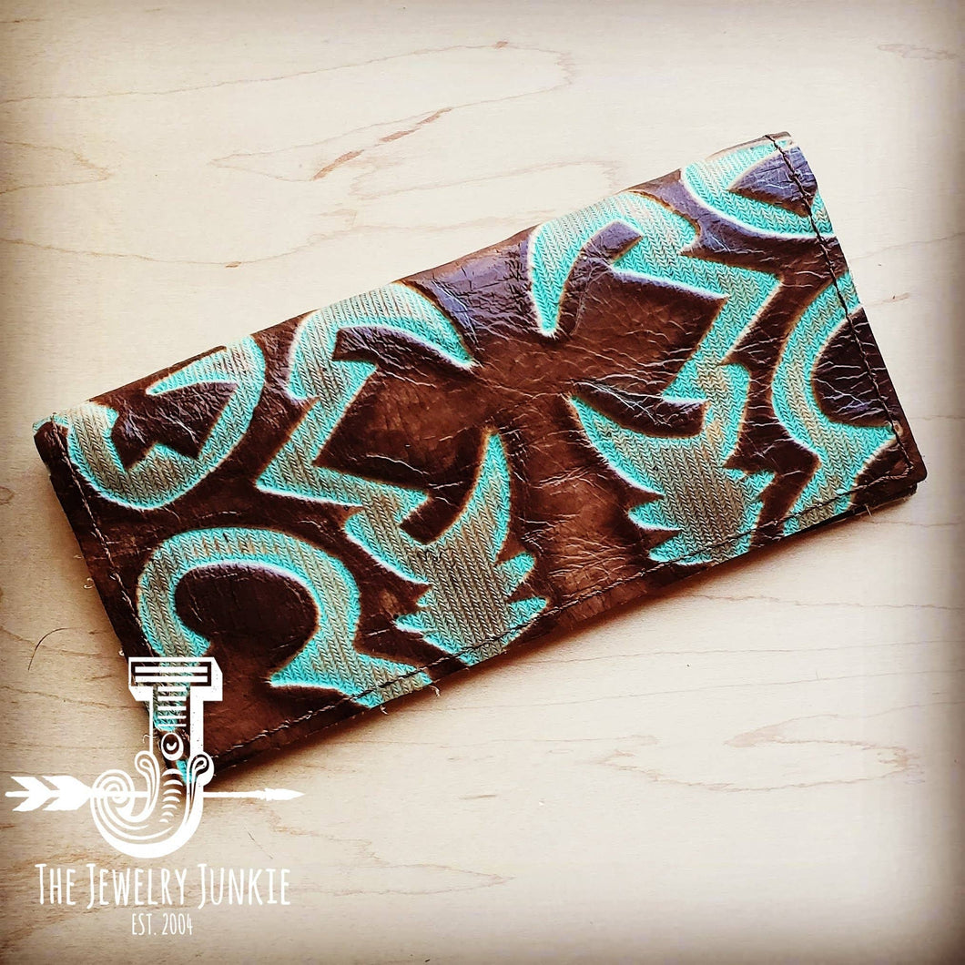 Embossed Leather Wallet in Turquoise Laredo