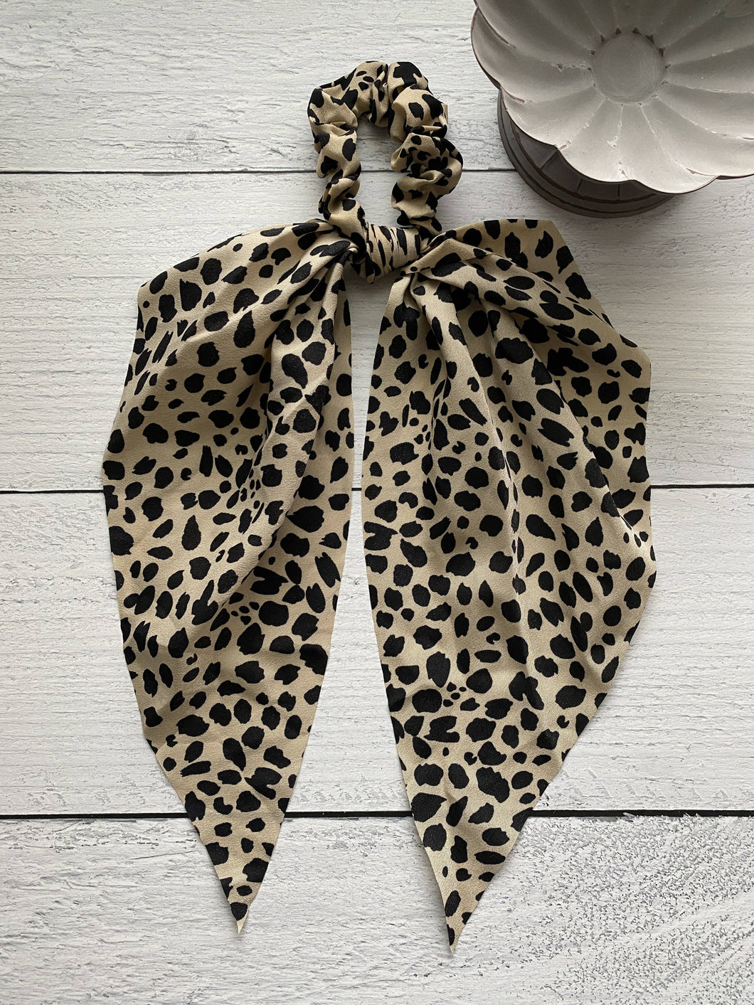 Brush Dot Hair Scarf - Khaki