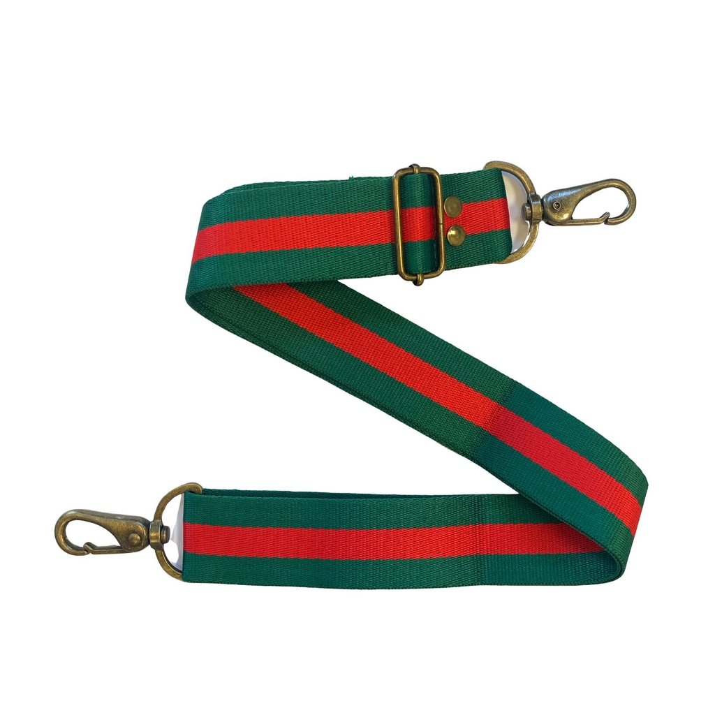 Red and Green Stripe Canvas Bag Straps