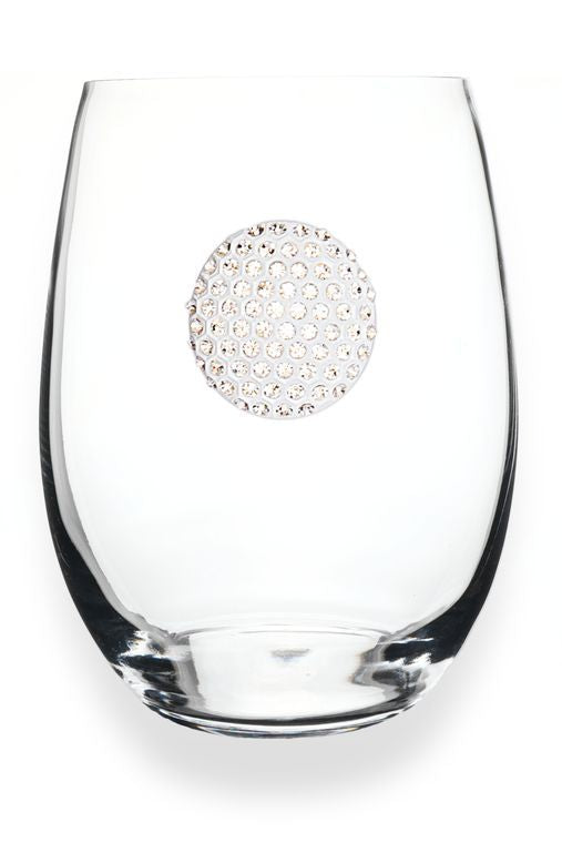 Golf Ball Jeweled Stemless Wine Glass