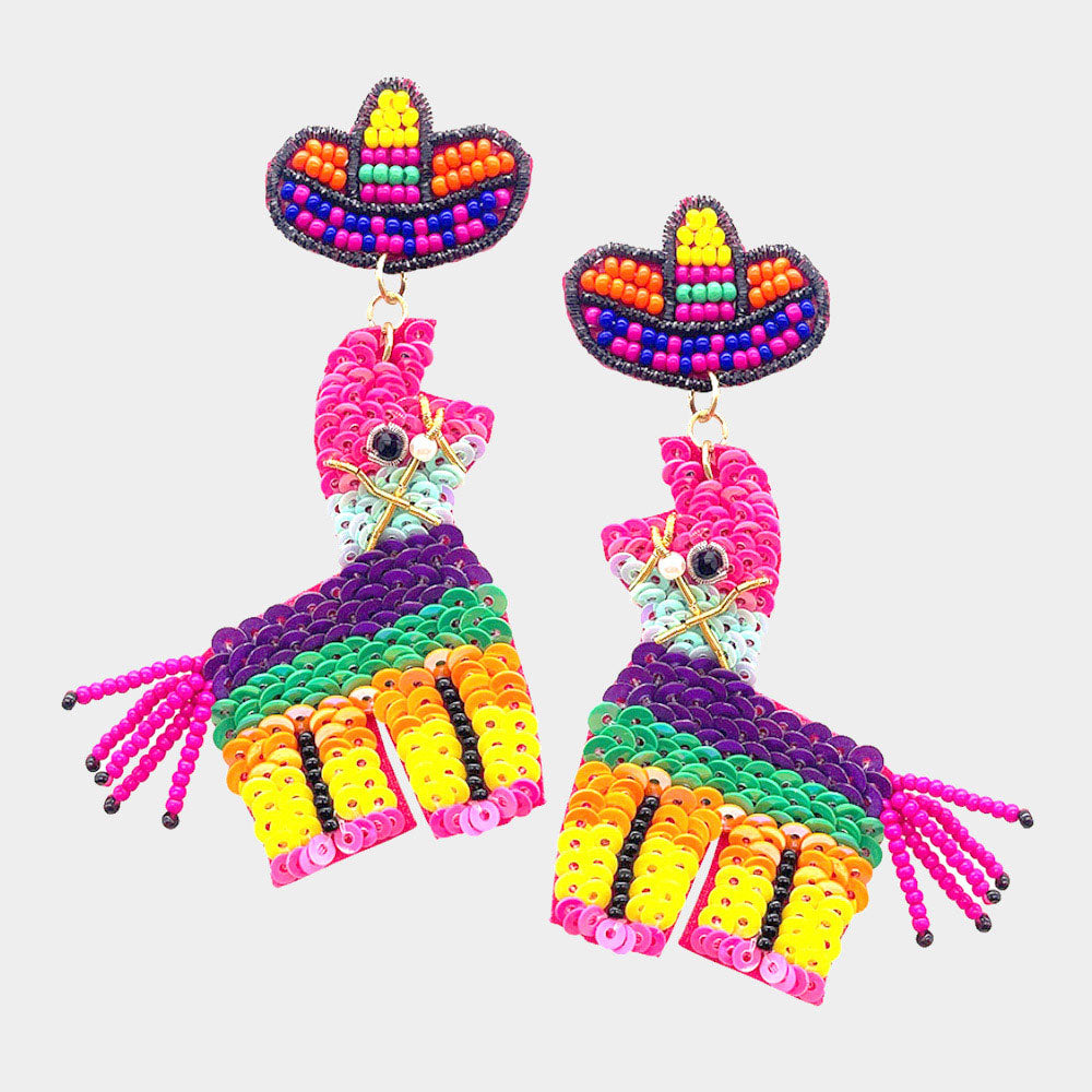 Luxury Beaded Earrings -  Llamas