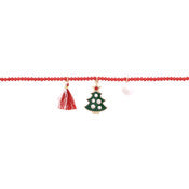 Girls Christmas Tree Charm Beaded Necklace
