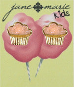 Girls Peach Cupcake Druzy Stud Earrings