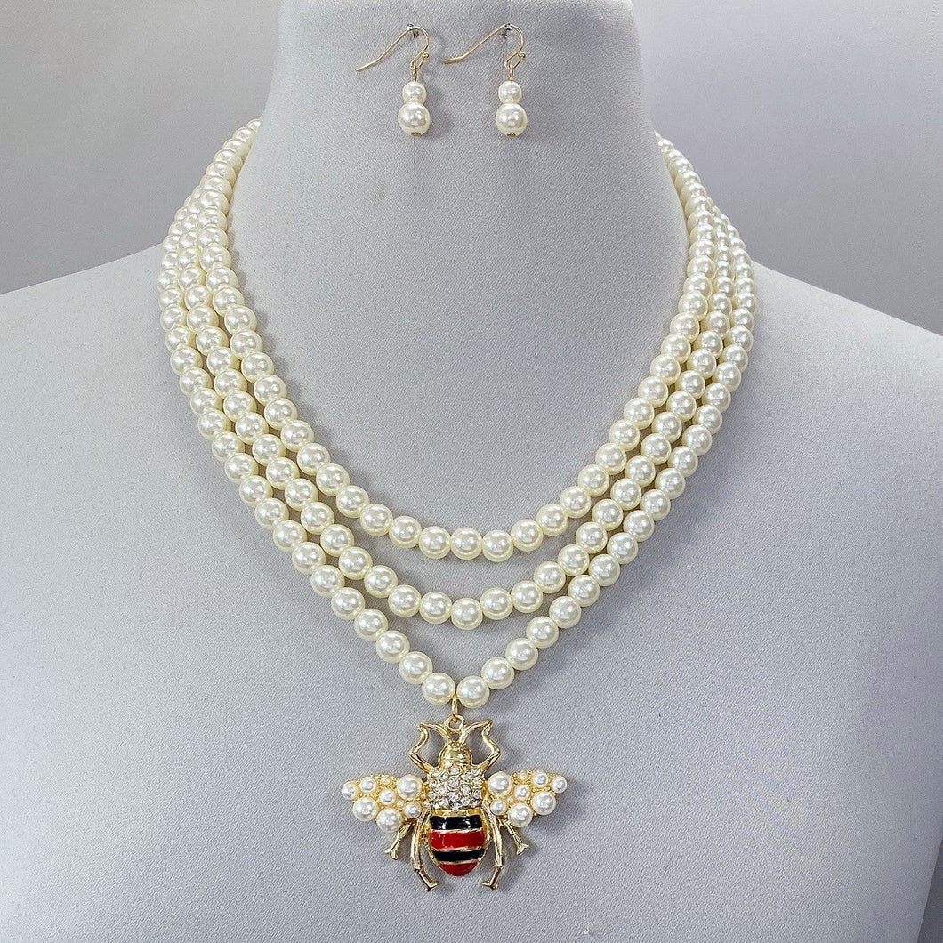 Queen Bee Triple Strand Necklace