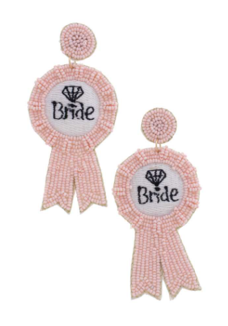 Luxury Beaded Earrings -  Pink Ribbon Bride