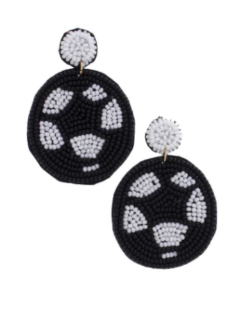Luxury Beaded Earrings -  Soccer Balls