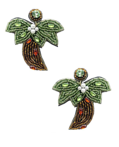 Luxury Beaded Earrings -  Palm Trees with Coconuts