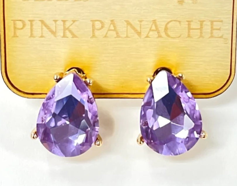 Pink Panache Purple Teardrop Stud Earrings