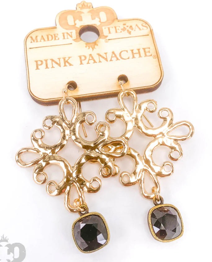 Pink Panache Gold and Black Earrings