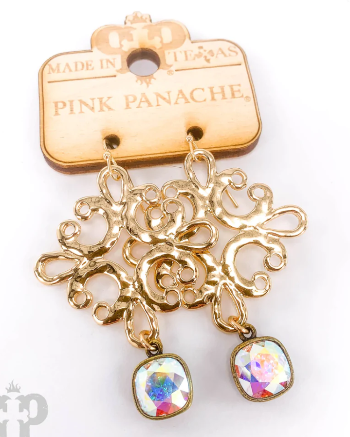 Pink Panache Gold and AB Crystal Earrings