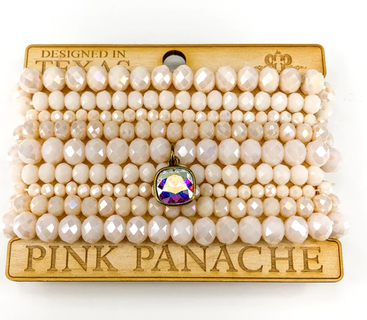 Pink Panache Crystal Bracelet Stack - Blush