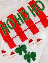 Load image into Gallery viewer, Holiday HO HO HO Beaded Crossbody in Red, White, and Green
