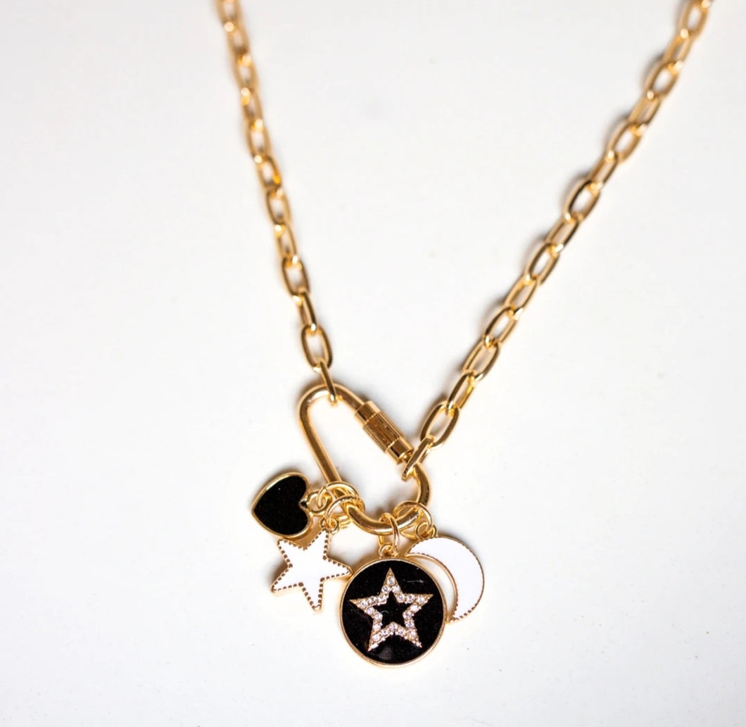Super Star Charm Necklace - Black