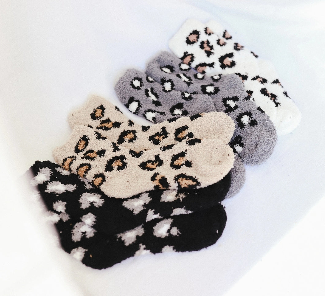 Fuzzy Leopard Cabin Socks