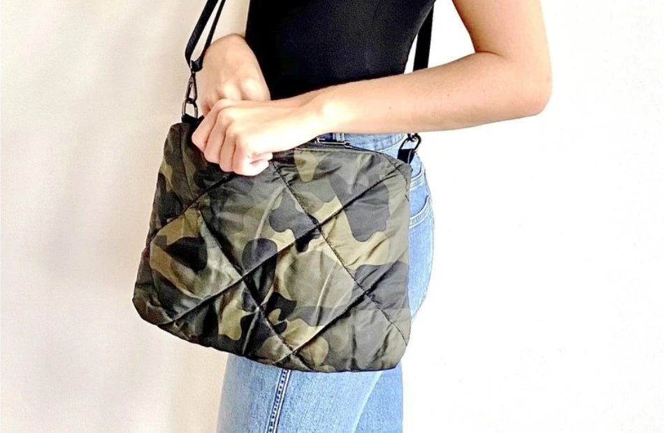 Quilted Camo Crossbody Bag