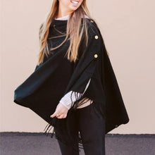 Load image into Gallery viewer, Black Button Scarf/Poncho
