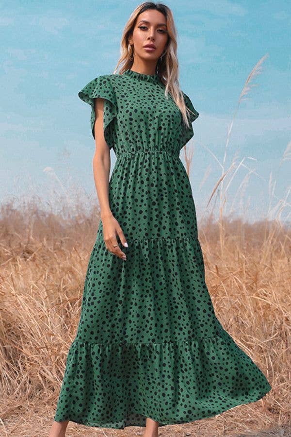 Green Chic Polka Dot Maxi Dress