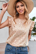 Load image into Gallery viewer, Golden Polka Dot Print Ruffle Top
