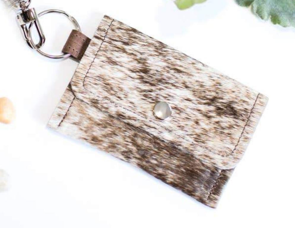 Keychain Wallet | Cowhide & Leather Card Holder - Brindle