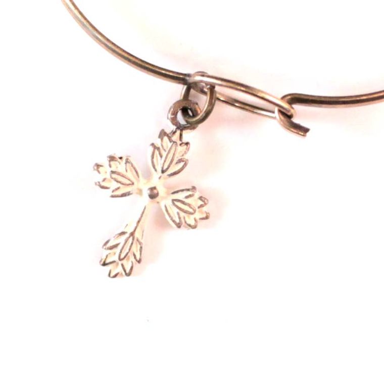 Floral Cross Charm Bracelet