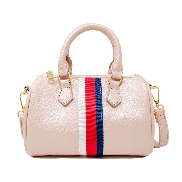 Mini Pink Striped Duffle Bag