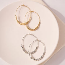 Load image into Gallery viewer, Metal Beaded Wire Hoop Earrings - Silver
